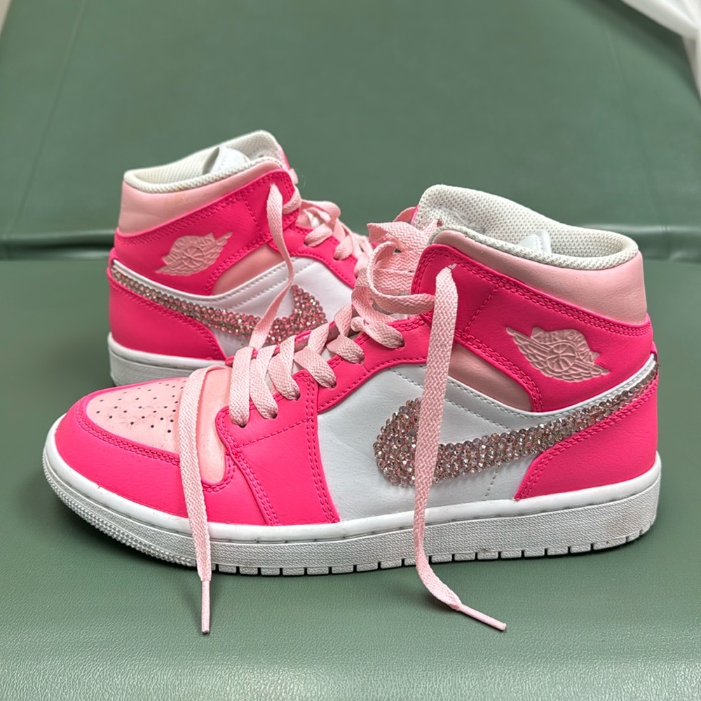 Euro size 40.5 women’s bedazzled Air Jordan 1 Mid